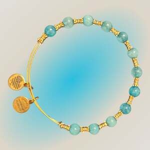 Alex and Ani Sugar Rush AQUA Blue Green Beaded Bangle Russian Gold